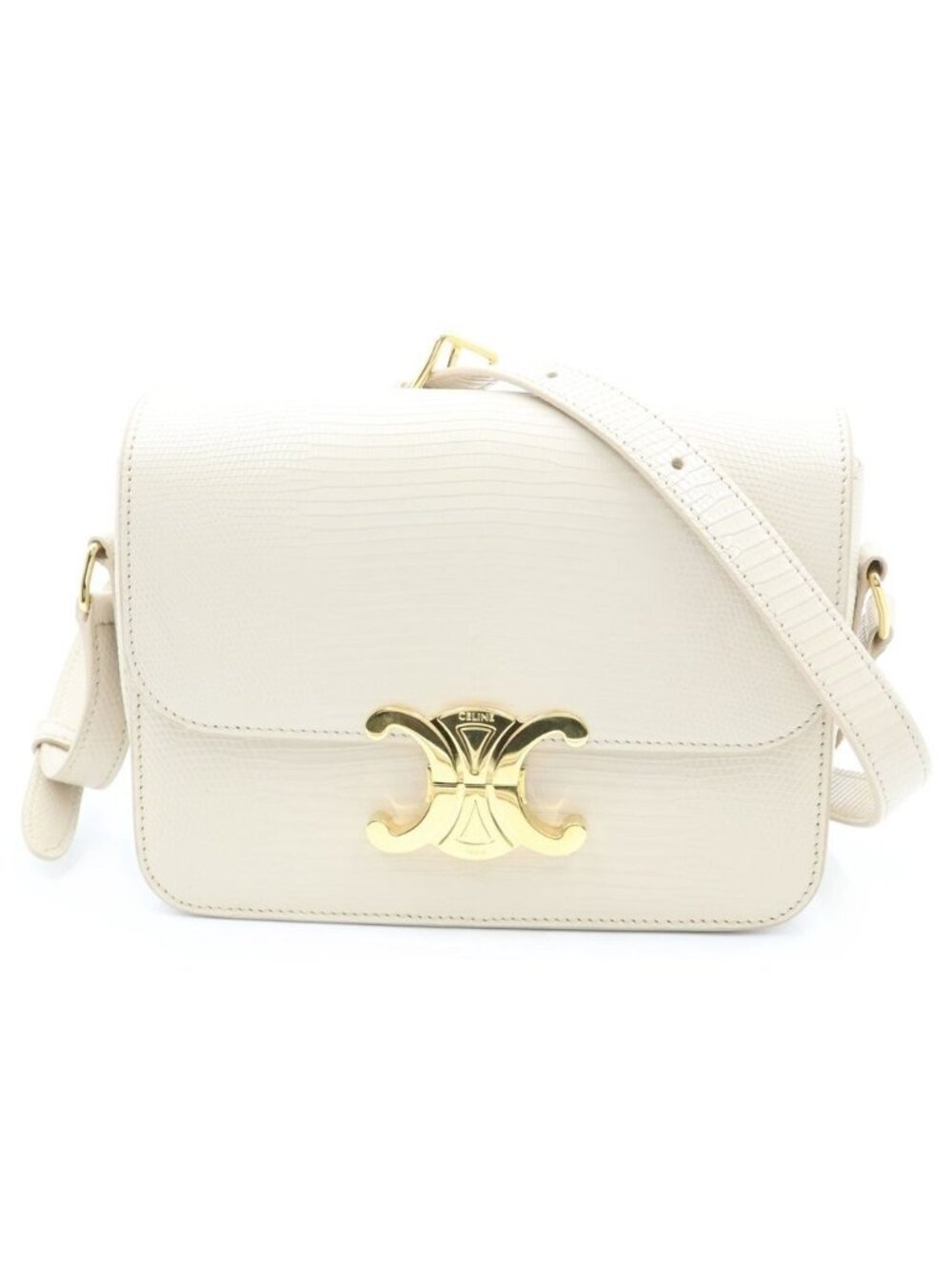 Celine Triomphe Teen Shoulder Bag Gold White